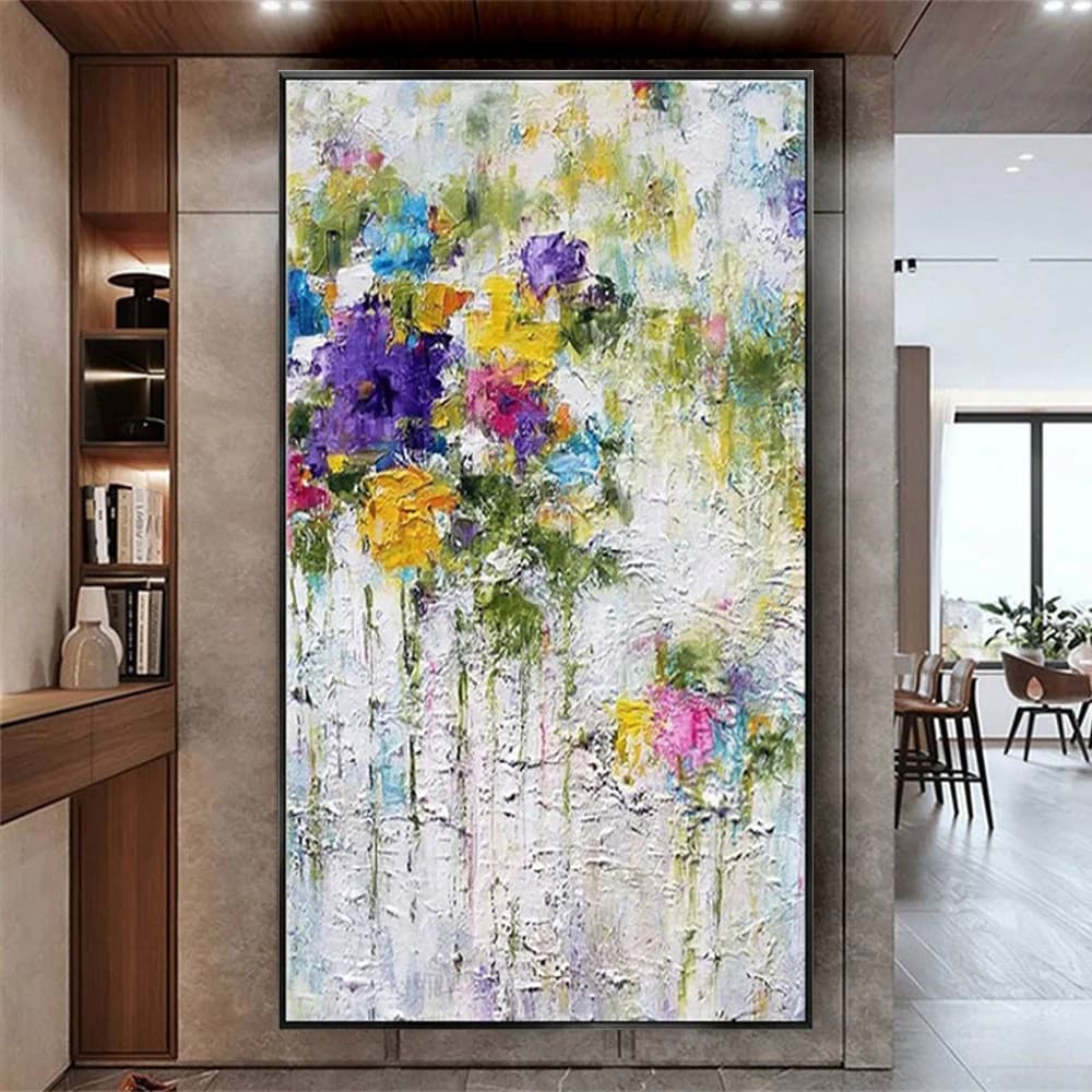 Abstract home Canvas Decor Paint 100% Hand Painted Palette Knife Flowers Oil Painting Modern Decor art Floral Pictures Wall Art