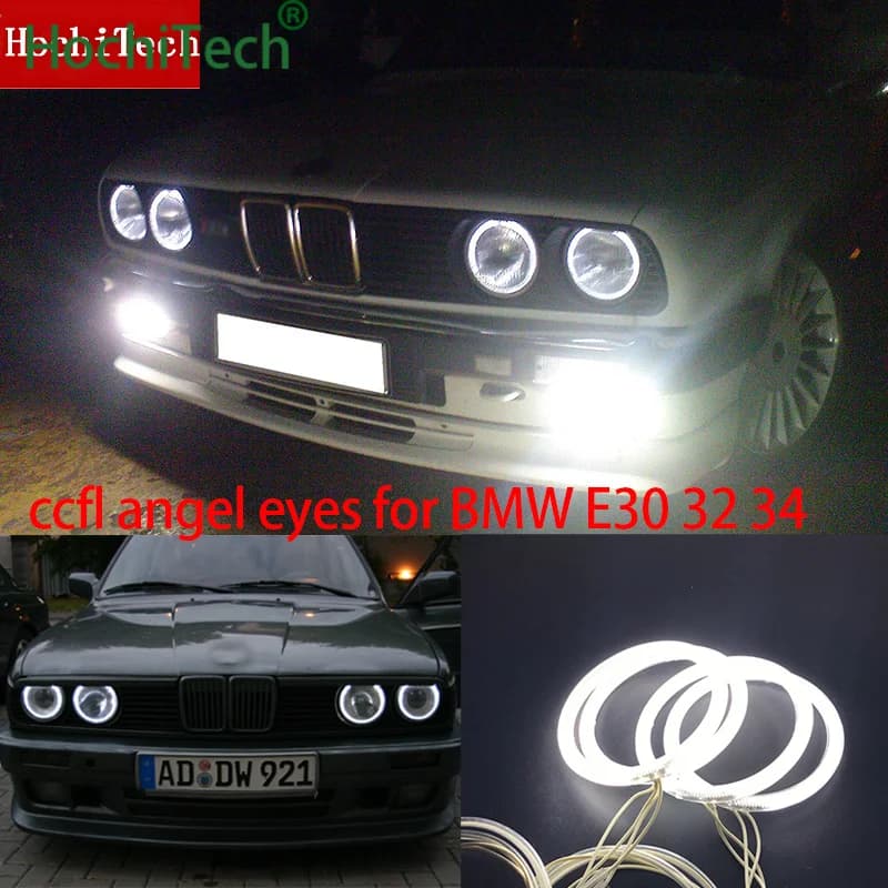 Per BMW E30 E32 E34 1984-1990 car styling 4pcs anelli per fari bianchi CCFL Angel Eyes Light Kit luce diurna DRL
