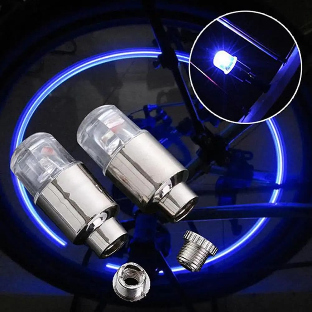 LED al neon La nuova lampada per ugelli del gas con luci a LED per pneumatici per bici viene fornita con riflettore di luce del ciclo della batteria