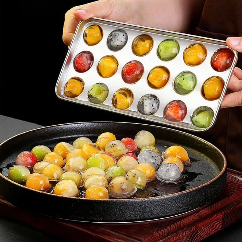 Stampo per vassoio di ghiaccio in acciaio inossidabile 304 Stampo per palline di ghiaccio Stampo per gelatina di ghiaccio con mucchio di frutta Strumento per bar per ghiaccio tritato