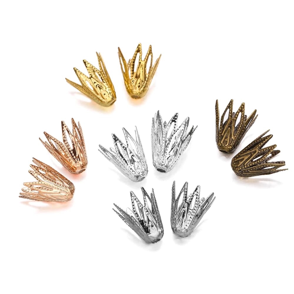 100pcs 8*10mm Scava Fuori a Forma di Fiore In Filigrana Cono End Beads Caps Per Il FAI DA TE Braccialetto Dei Monili Degli Orecchini che effettuano Cessioni Accessorie