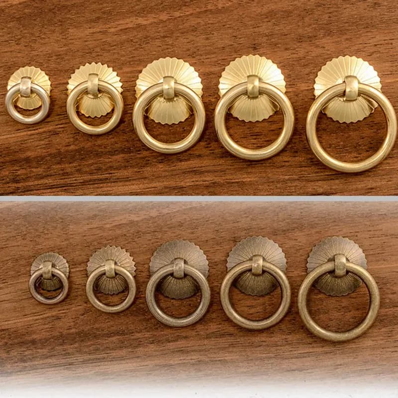 Manopole ad anello in ottone Vintage tira oro cucina cassetto armadio porta Handles-1Pack