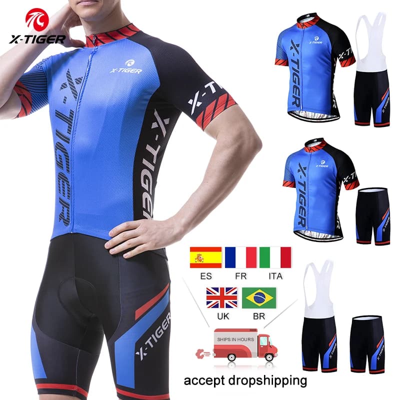 Maglia da ciclismo X-Tiger Set Abbigliamento da bicicletta traspirante Abbigliamento da bici da equitazione ad asciugatura rapida Set da ciclismo a maniche corte Ropa Ciclismo