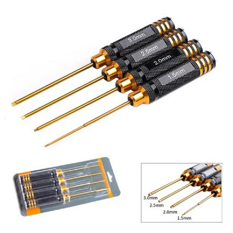 1.5 2.0 2.5 3.0mm cacciavite esagonale colore acciaio legato al titanio Set di cacciaviti esagonali cacciavite a brugola per auto elicottero RC