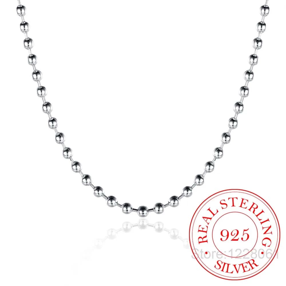 Hot Semplice Generoso Chic Clavicola 3mm Collana a catena con perline Collane con perline in argento sterling 925 per regalo da donna