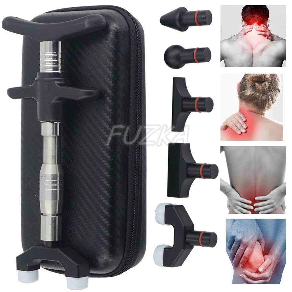 300N Chiropractic Adjustment Tools Manual Gun Portable Spinal Chiropractic Massage Gun 6 Function Heads Back Massage Healthcare