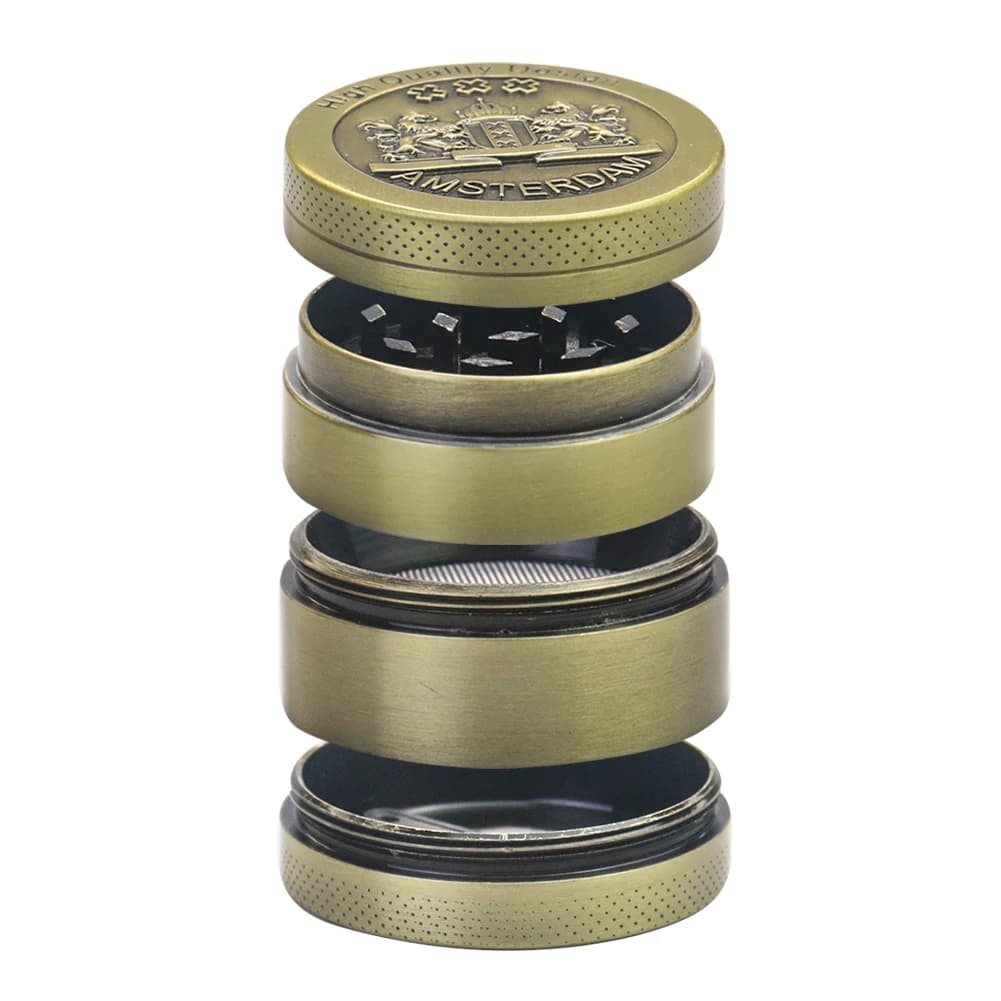 Smerigliatrice per erbe a base di erbe in metallo a 4 strati smerigliatrici manuali per Amsterdam taglierina per macinapepe per spezie accessori da cucina regalo per uomo