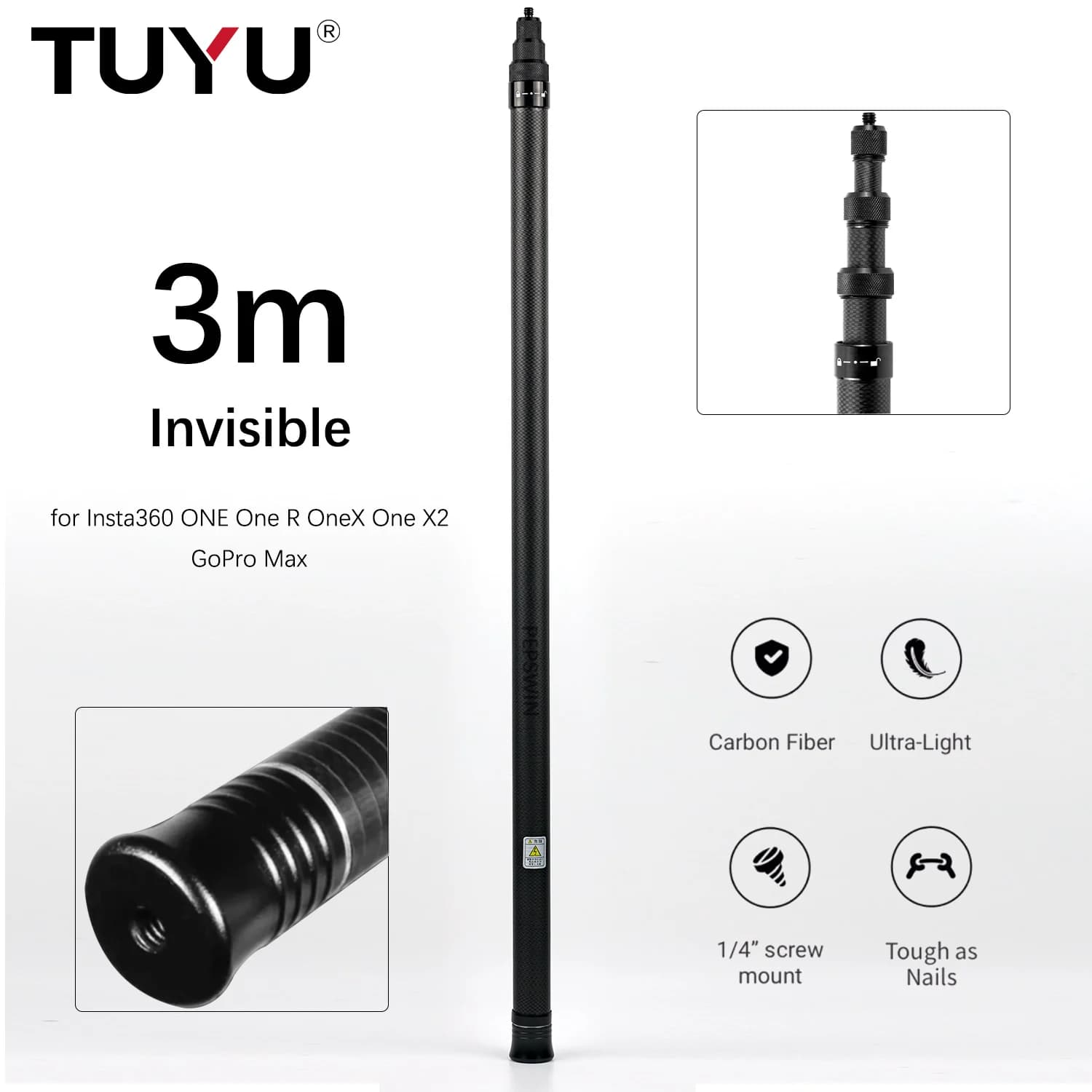 3M Insta360 ONE X2 Selfie Stick invisible for ONE R ONE X GoPro Max ultralight carbon fiber for GoPro 9 Action Camera accessory