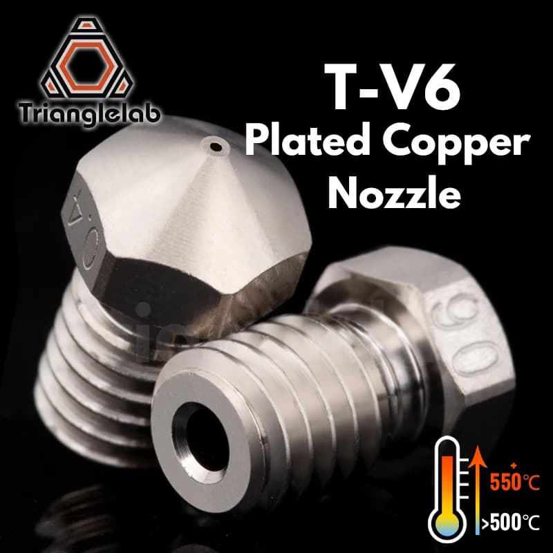 Trianglelab T-V6 Ugello in rame placcato Durevole antiaderente ad alte prestazioni per stampanti 3D Filettatura M6 per V6 Dragon Hotend