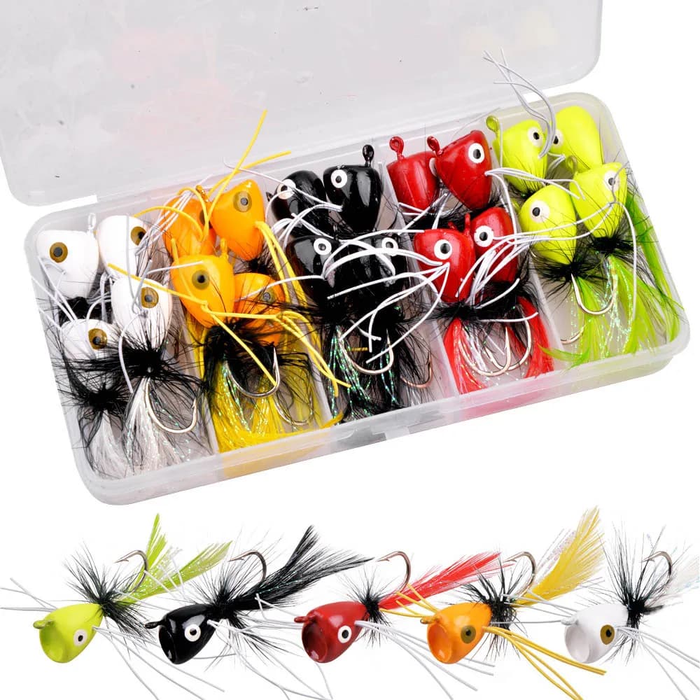 20 Pz Galleggiante Fly Jig esca da pesca Kit Casting Schiuma Flying Popper Jigs testa ganci Per Bass Walleye Traina jigging Lure Tackle