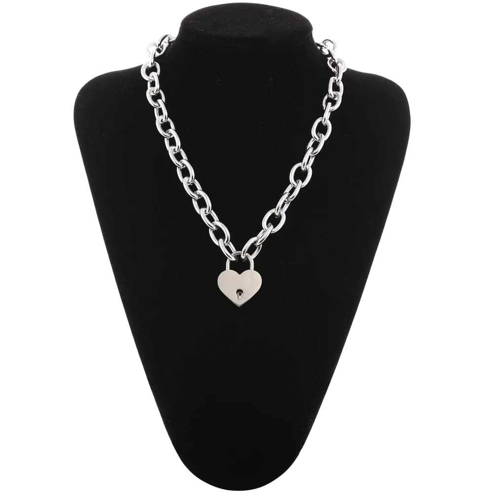 Key To My Heart Lock collana pendenti Grunge estetica lucchetto catena sul collo collare Goth Egirl Y2k gioielli coppia regalo