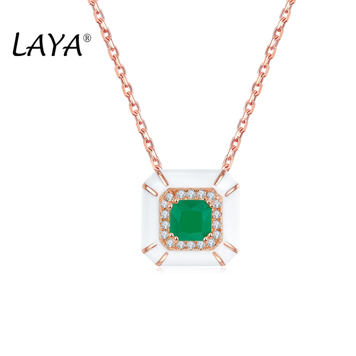 LAYA Set di collane in smalto fatto a mano con zirconi brillanti in cristallo creato alla moda in argento sterling 925 per gioielli da sposa da donna