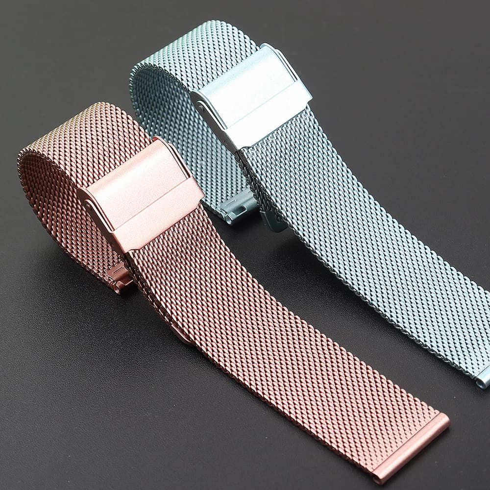 NUOVO cinturino per orologio in acciaio milanese a rete cinturino universale ultrasottile in metallo in acciaio inossidabile cinturino rosa blu 20mm 22 mm
