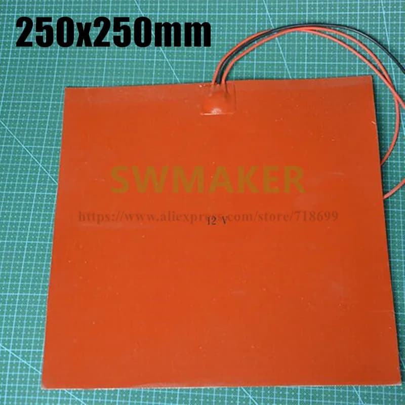 250x250 millimetri 12V/24V/110V/220V 3D stampante piazza riscaldatore del silicone gomma di silicone piastra di riscaldamento/pad 250*250 millimetri dielettrico foglio
