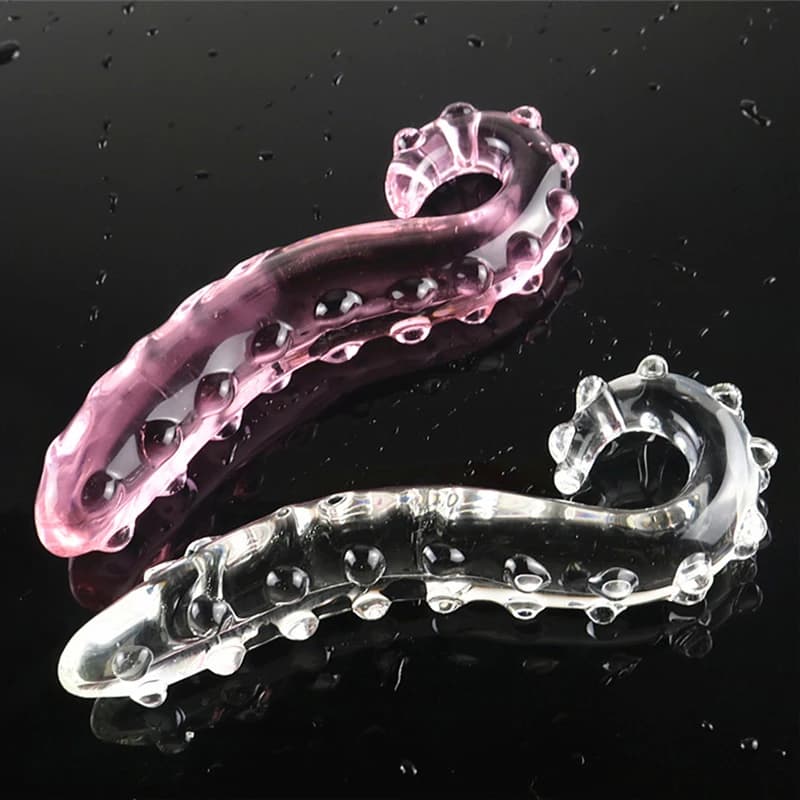 Rosa Bianco Ippocampo Tentacolo Con Texture Sensuale Dildo di Vetro Dildo Realistico Adulti Butt Plug Giocattoli Del Sesso per Le Donne Spina Anale di Vetro