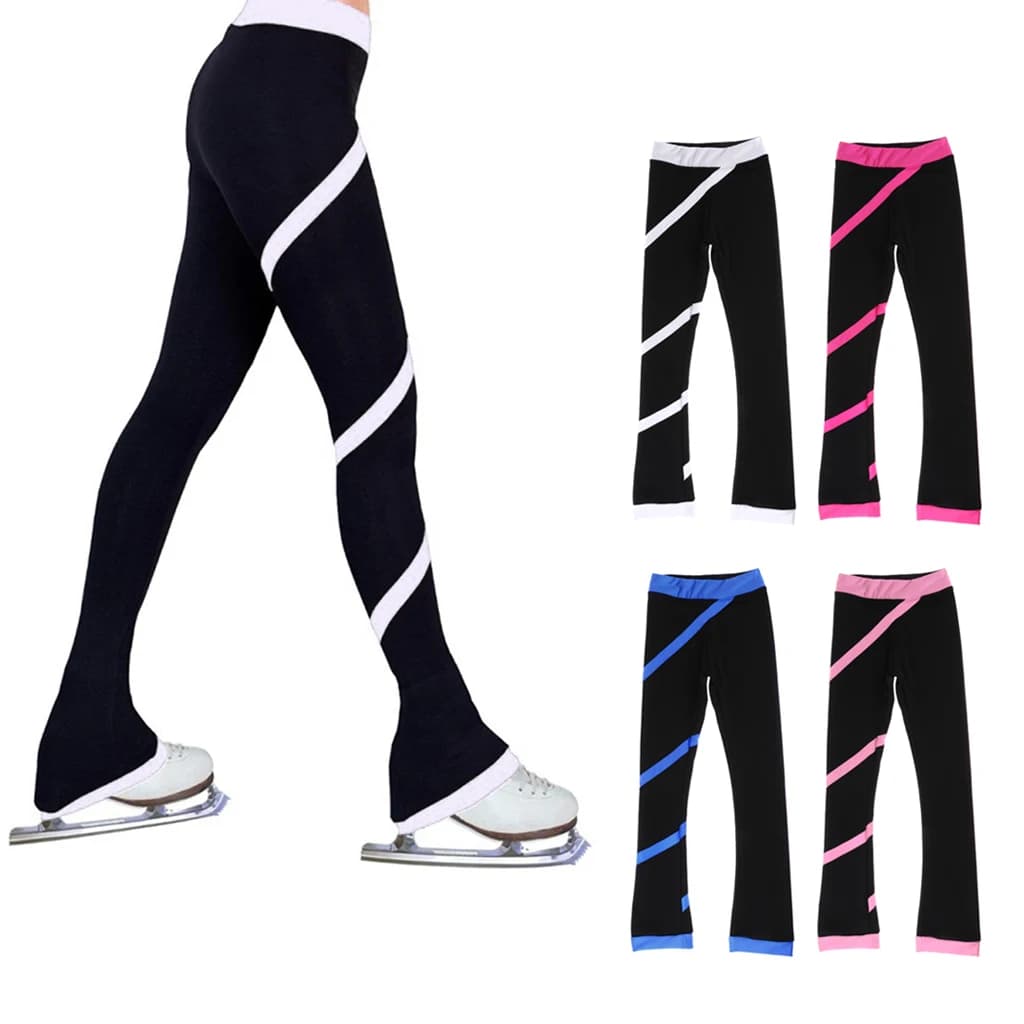 Women Girls Ice Skating Pants Figure Skate Trousers Tights Legging with Fleece Lining Ice Skating Practice Trousers Long Pants