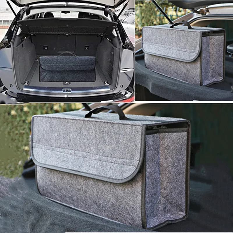 Auto ignifuga scatola di immagazzinaggio in feltro morbido di lana borsa per bagagliaio cassetta degli attrezzi per veicoli borsa multiuso per Organizer borsa pieghevole per moquette