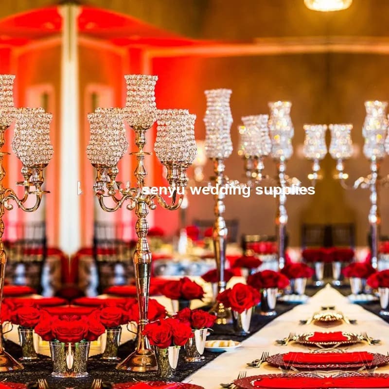 10 candelabri grandi in metallo oro/argento a 5 bracci con ciondoli in cristallo portacandele per matrimoni centrotavola per eventi 10 pezzi