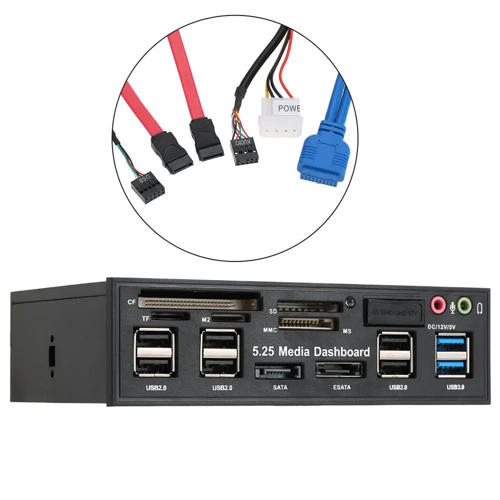 Hub USB 3.0 multifunction SATA port eSATA internal card reader PC Media front panel Audio for MS CF TF M2 MMC SD memory cards