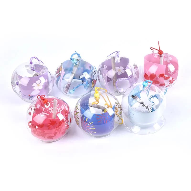 1pcs Romantic Crafts Japanese Cherry Blossom Glass Wind Chimes Bells Home Garden Office Ornament Indoor Window Hanging Decor