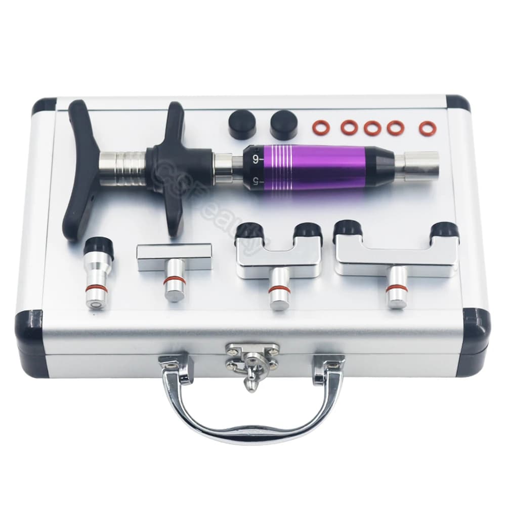Correction of the chiropractic adjustment tool trigger spinal gun spine massage corrector body relaxation therapy6 levels 4 head