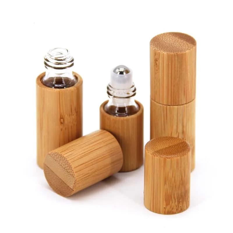 3ml 5ml 10ml Bottiglia di legno di bambù Bottiglia di olio vuota di profumo Rotolo in acciaio sulla sfera Bottiglia di profumo per aromaterapia Bottiglia di olio a rullo