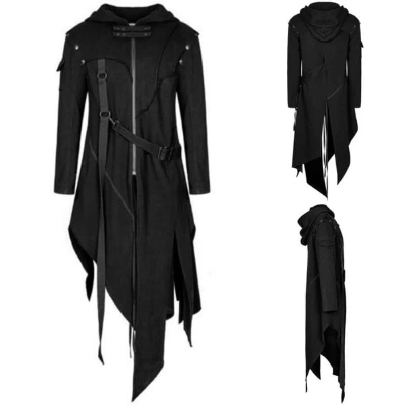 Giacca con cappuccio da uomo punk Felpa con cappuccio apocalittica distopiana nera Goth Dieselpunk