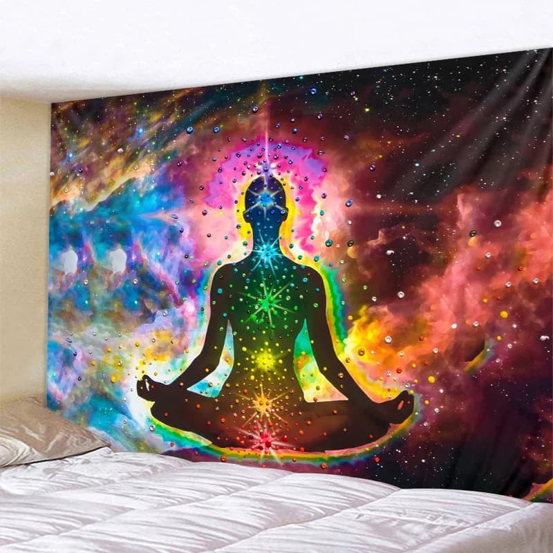 Meditazione Sette Chakra Arazzo Buddha indiano Decorazione della parete Mandala Arazzo Stregoneria Bohemian Hippie Home Decor Tappetino yoga