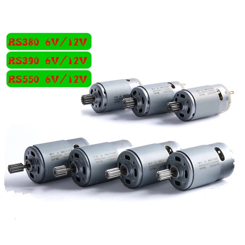 Passeggino Motore RS 380 390 550 Giocattolo elettrico per bambini Telecomando Auto Moto Motori Cambio 6V 12V DC Motore 10T 12T