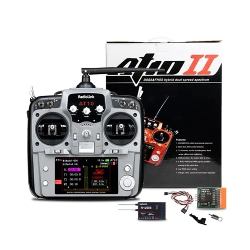 Radiolink AT10 II 12CH RC trasmettitore e ricevitore R12DS 2.4G AT9S PRO telecomando Radio per Drone RC/ala fissa