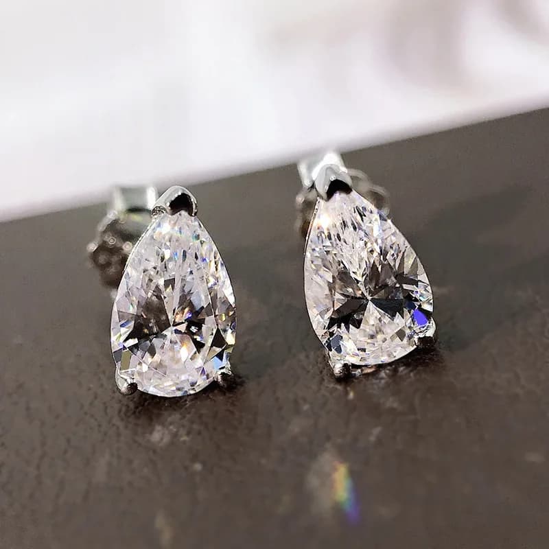Lovely Moissanite Button Earrings 100% sterling 925 real sterling silver wedding earrings for women's wedding jewelry