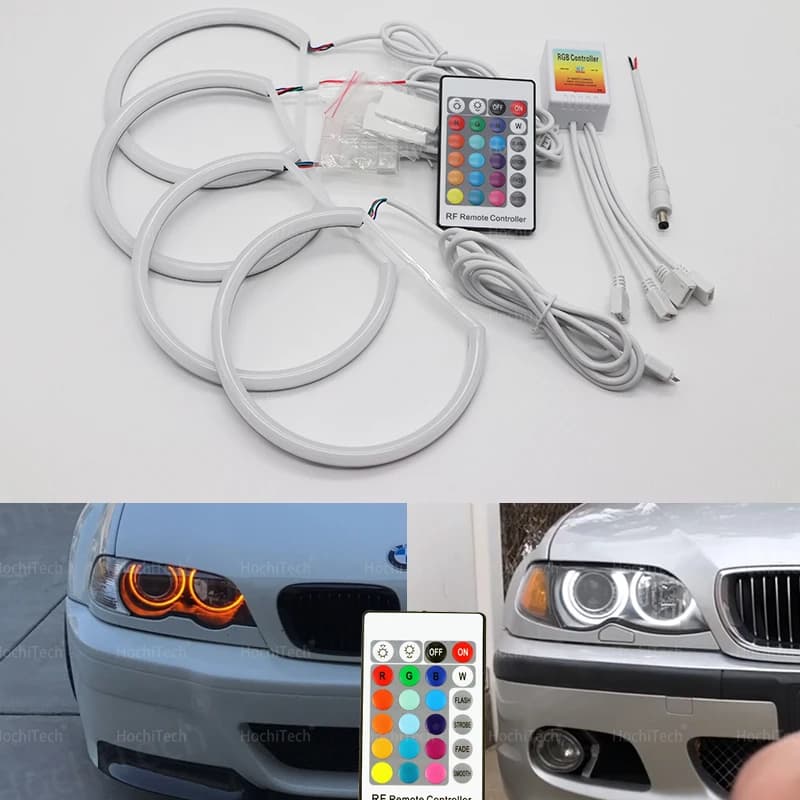 Per BMW E36 E38 E39 E46 525i 528i 530i 540i 740i 750i 730d 740d 728i 320i 325i 16 colori RGB Cotone Angel Eyes LED Halo Anelli
