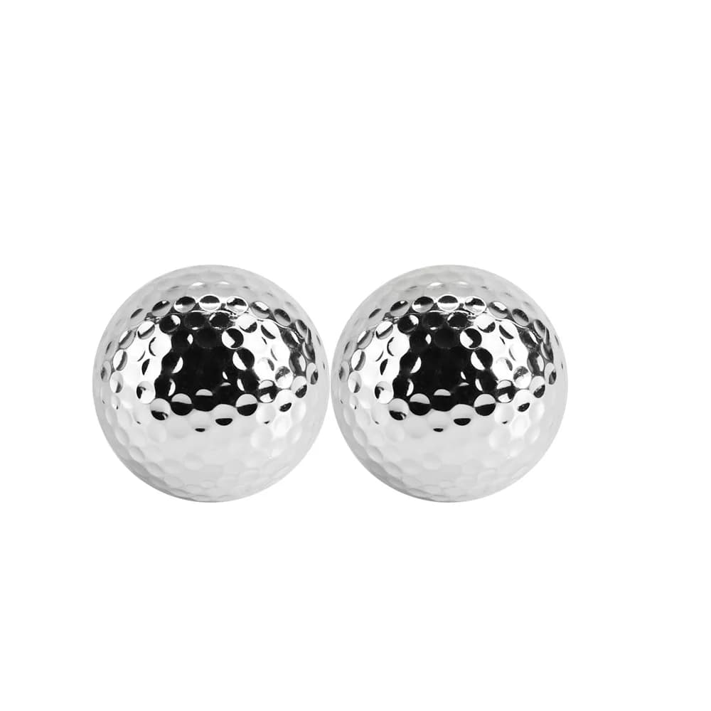 2 pezzi palline da Golf argento a due strati palline da Golf palline da Golf altalena Putter formazione regalo palla 42.67mm, giochi di palline all'aperto al coperto