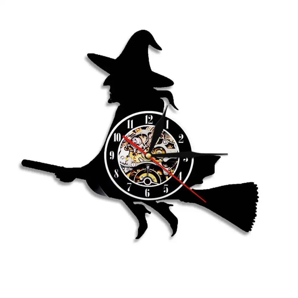 Orologio da Parete Happy Halloween, Decorazione di Halloween in Vinile Nero, Orologio da Parete Personalizzato per Halloween