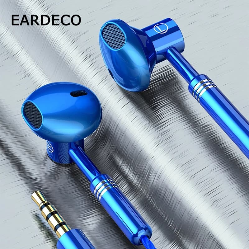 EARDECO Cuffie cablate Bass 9D Auricolari stereo Microfono Cuffia Auricolare In-ear Wire Earphon Auricolari Auricolare per telefono con microfono