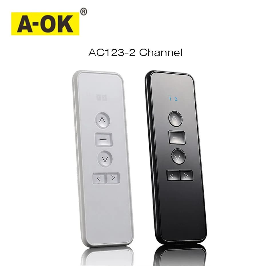 Telecomando A-OK RF433 AC123-01 AC123-02 AC123-06 AC123-16 per motore per tende A-OK RF433, colore bianco/nero, senza batteria