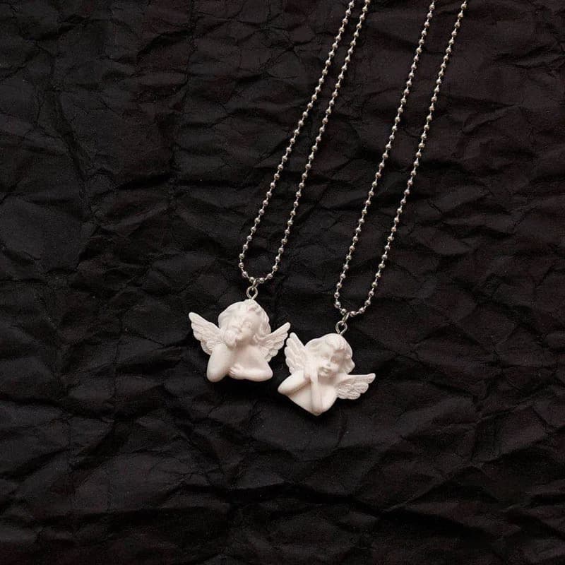 Nice Angel Pendant Cupid Stainless Steel Necklace for Women Long Chain Baby-shaped Jewelry Sweet Gifts for Friendship