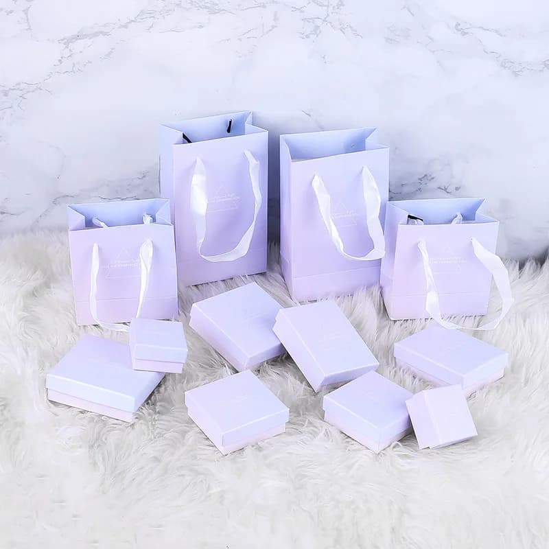 10Pcs Blue Grandual Changing Jewelry Boxes Packaging Craft Paper Box Bag for Necklace Earring Bracelet Ring Display Gift Pcakage