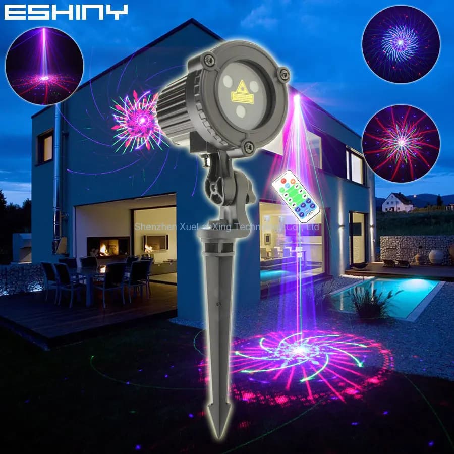 ESHINY RGB Laser Landscape Light Moving 60 Patterns proiettore Outdoor IP65 Park Party Wall Tree House lampada da giardino B208N8