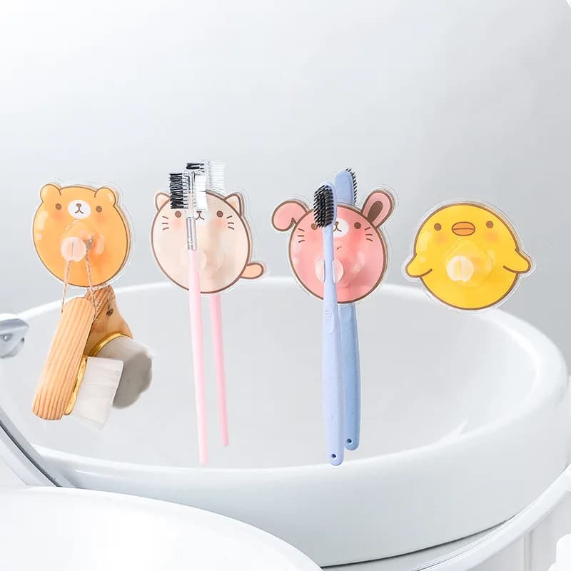 Orso portaspazzolino Cartoon senza attaccare portaspazzolino rasoio per wc organizzare lo stoccaggio dello spazzolino da denti per bambini