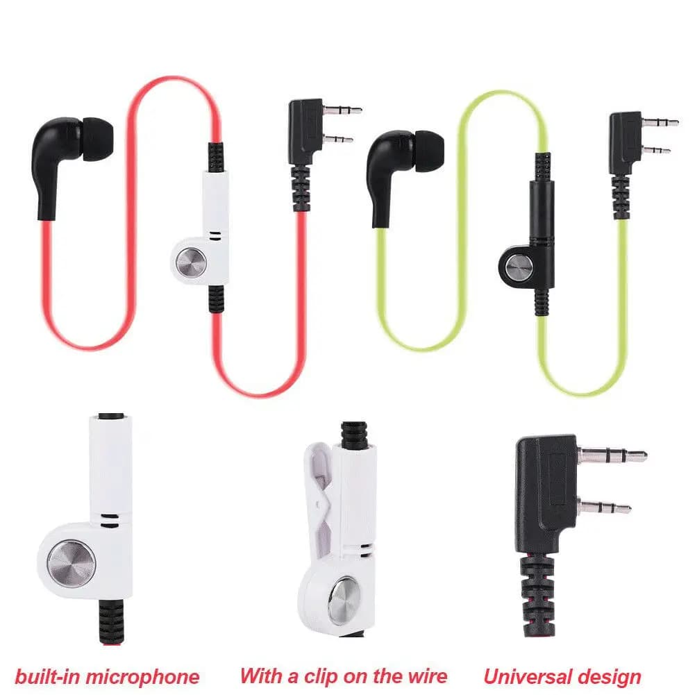 2 Pin K testa PTT Walkie Talkie auricolare cuffia auricolare con microfono per Kenwood Baofeng TYT