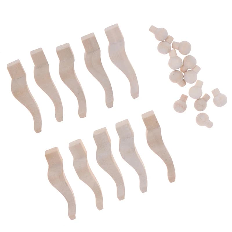 10pcs FAI DA TE In Legno Gambe del Tavolo Cassetto Rotondo Tirare Maniglie Per Il 1/12 Casa di Bambola In Miniatura Decorazione Realizzazione di Accessori