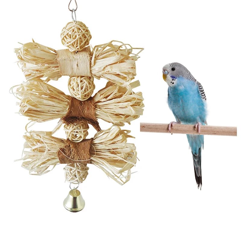 Luffa Takraw Palla Giocattolo per Uccelli Animale Domestico Pappagallo Ara Grigi Africani Pappagalli Cacatua Perrocchetto Cockatiels Ara Lovebird Gabbia Giocattolo per la Dentizione