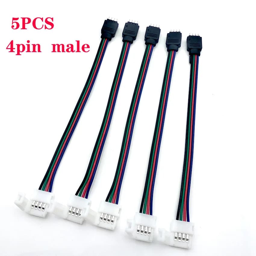 5Pcs 4pin 10mm Clip Male / Female Connector Cable 15cm Wire For 5050 RGB RGBW RGBWW LED Strip Light
