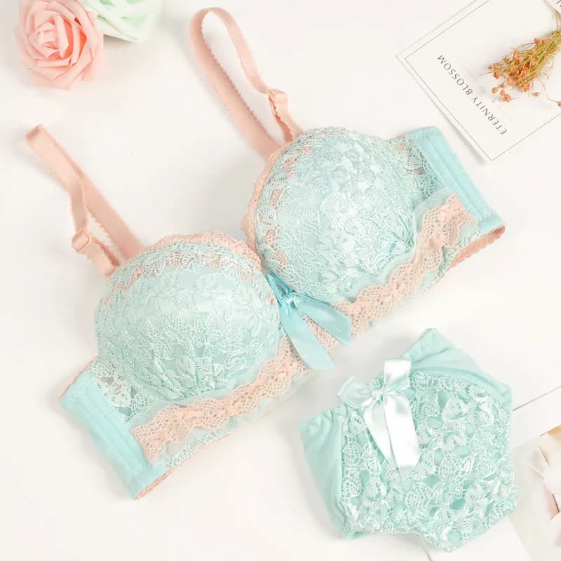 Set reggiseno push-up e slip Set intimo da donna sexy Beauty Back Set di lingerie con ricamo reggiseno femminile in pizzo