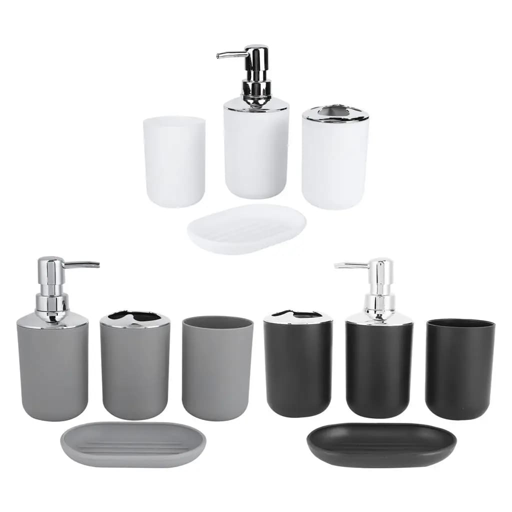 4 pezzi di accessori per il bagno in plastica ABS Set portaspazzolino portaspazzolino portasapone controsoffitto Decor per la casa Hotel