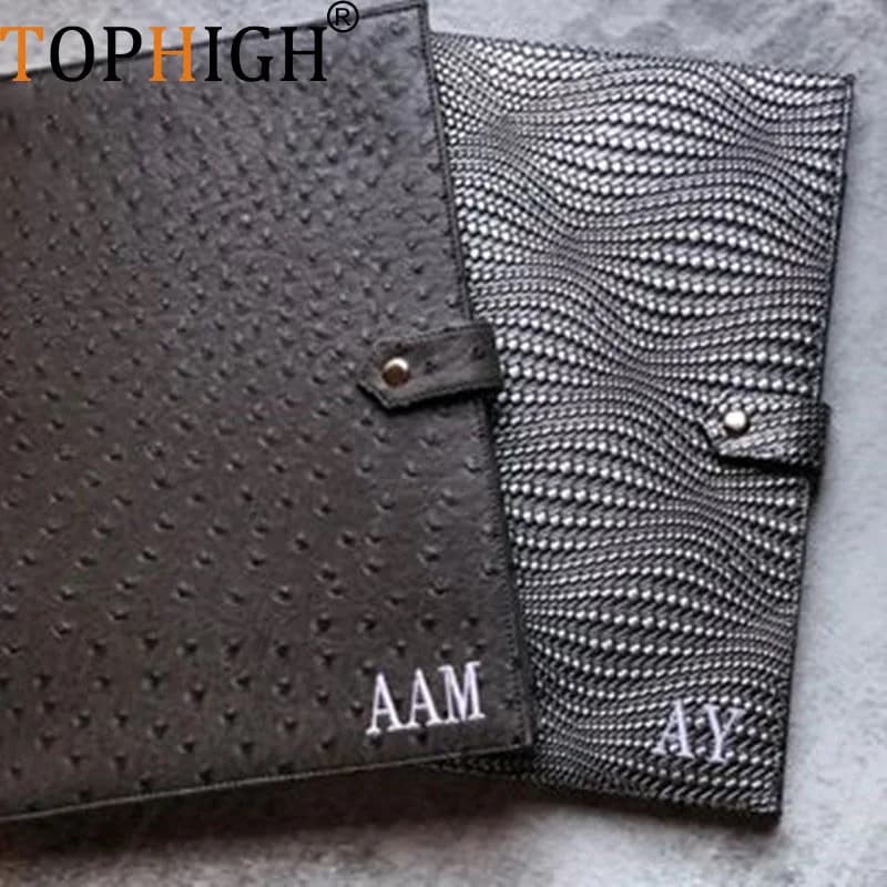 TOPHIGH Newly Office Women Crocodile Ostrich Pattern Laptop Bag Leather File Bag For IPAD Fashion A4 Paper Document File Folder