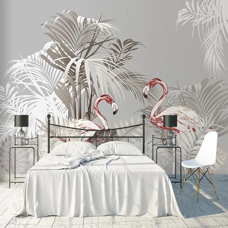 Custom 3D Papel De Parede Tropical Plant Banana Leaf Flamingo Large Mural Living Room Bedroom Kids Room WallPapers Home Decor