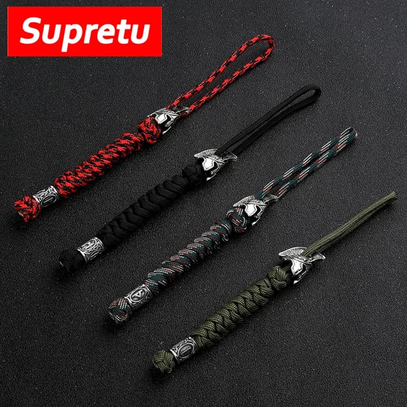 Supretu Mens Navy Cordino Keychain Viking Rune Fabric Corda Survival Knife Keychain for Auto Bag Pendant Jewelry Handmade Gift Luxury