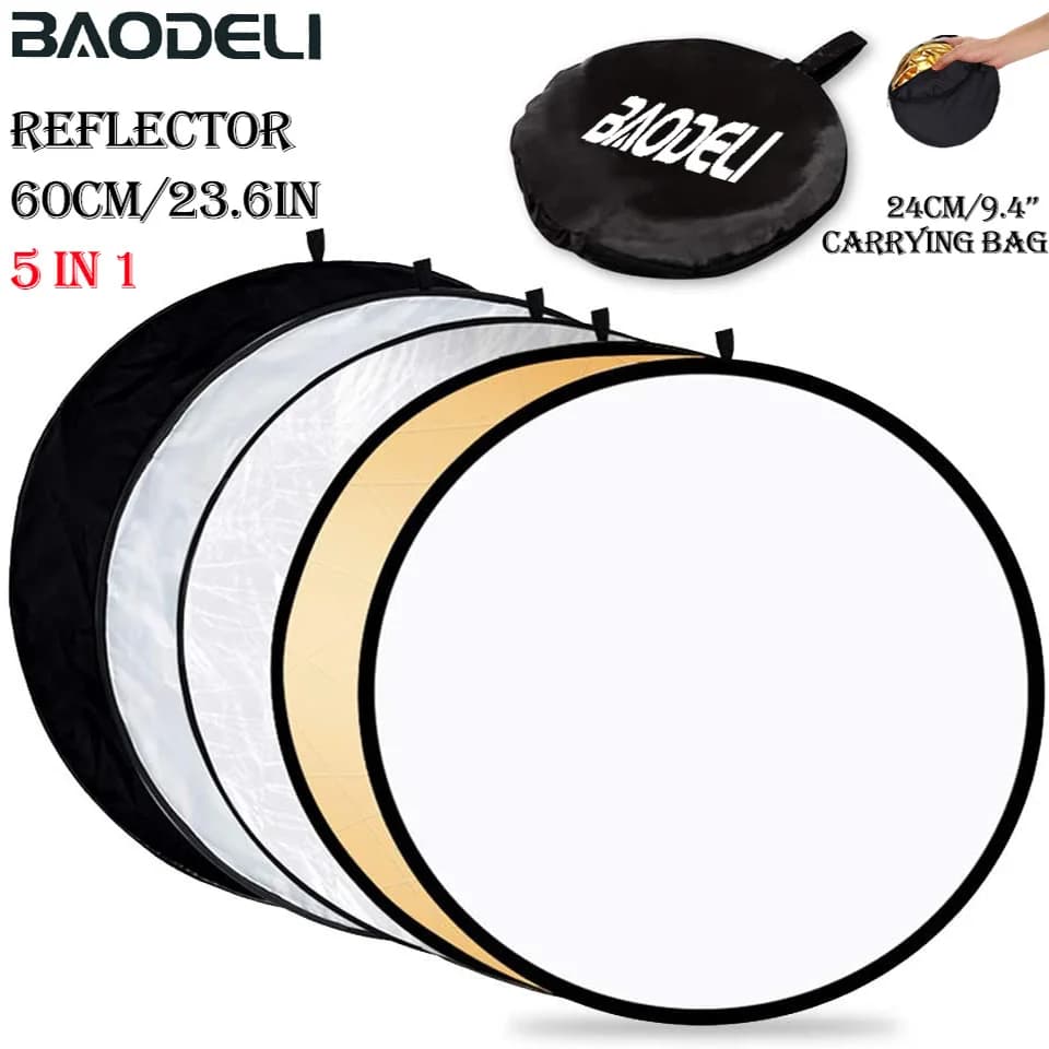 24 "60cm 5 in1 riflettore fotografia pieghevole diffusore di luce portatile riflettore rotondo per foto Multi colore argenteo nero